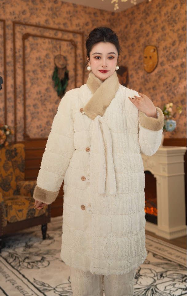 【白色年华●长袍款】24秋冬新款加厚保暖时尚气质可外穿家居服睡衣