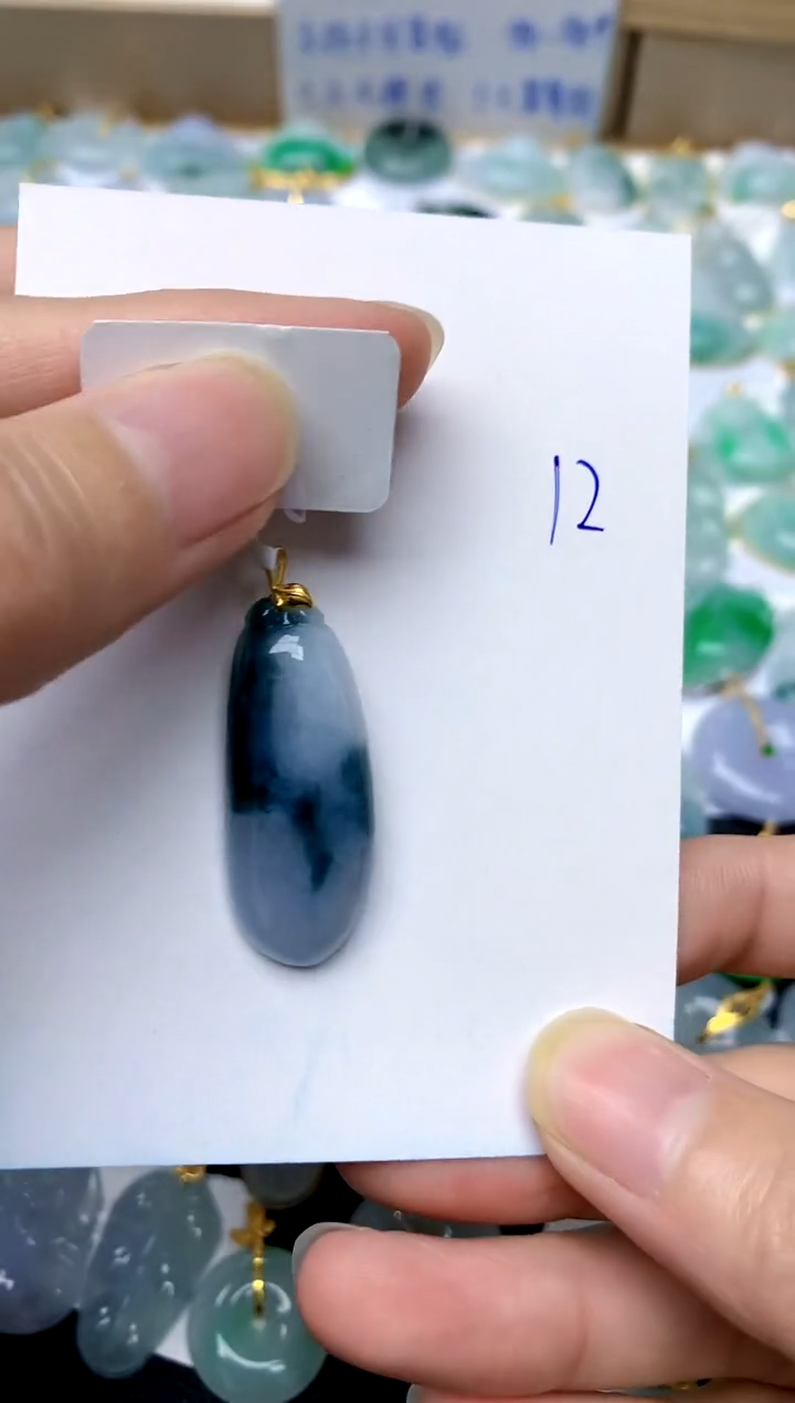 【闪购商品】翡翠颈饰18K金镶嵌12天然A货翡翠