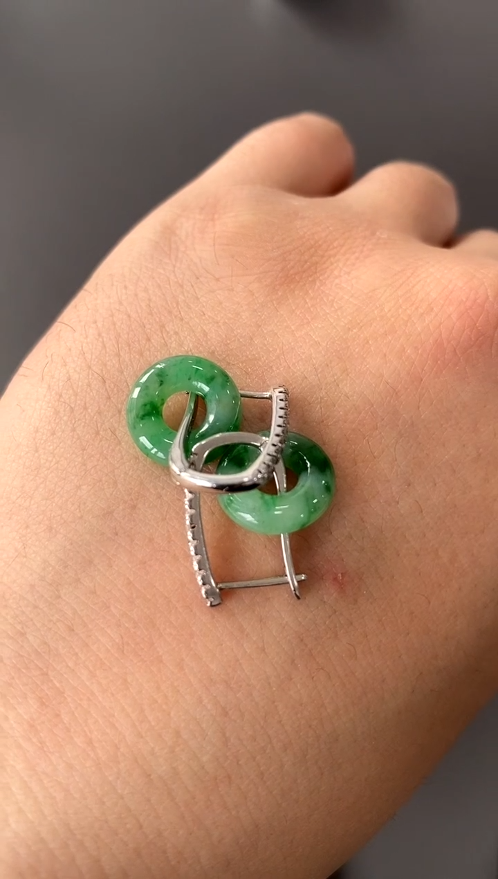【闪购商品】翡翠耳饰银S925镶嵌买断价
