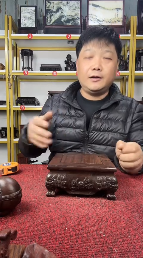 木非洲黑檀正方虎脚底座15CM