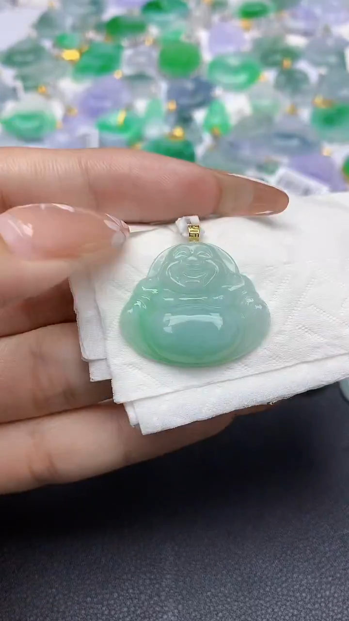 颈饰18K金镶嵌翡翠a货假一赔三支持复检百元上9元证书费自理