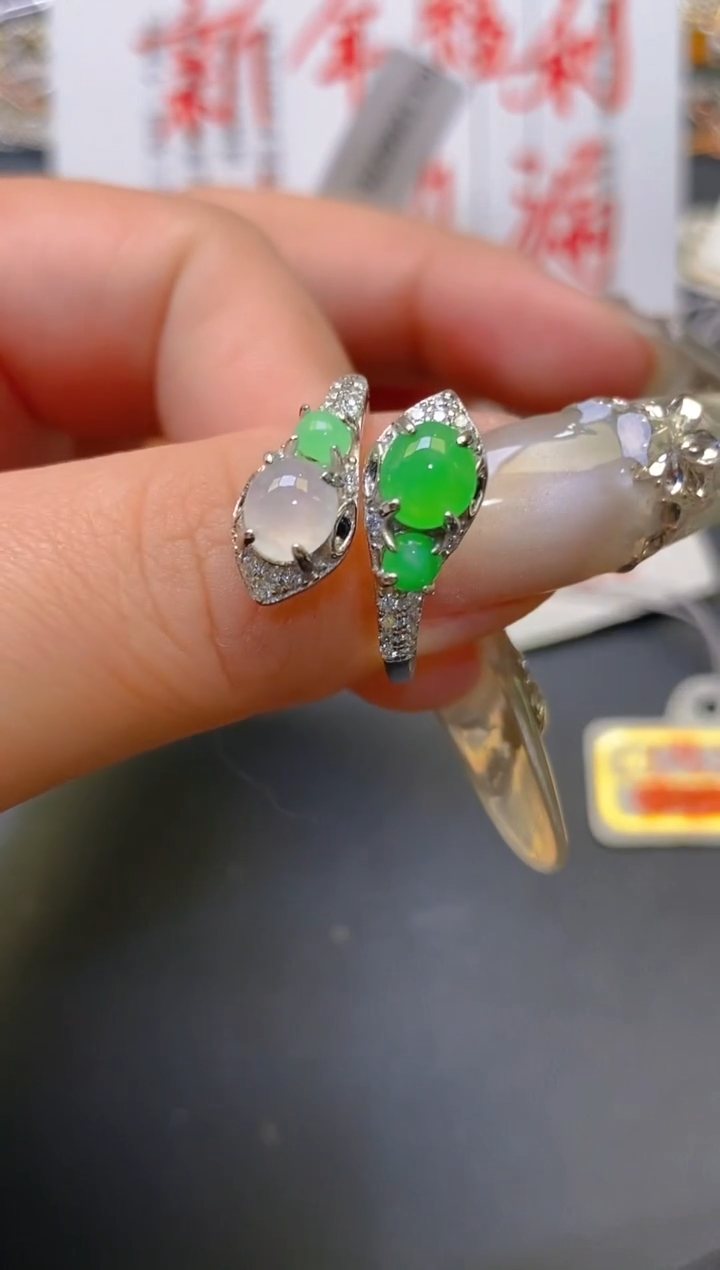 【闪购商品】翡翠耳饰银S925镶嵌天然A货翡翠1