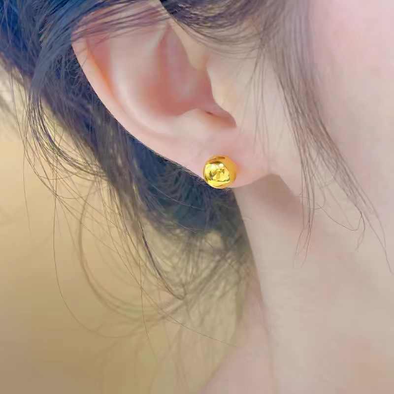 925银耳饰 磨砂光面耳钉女耳骨钉耳棒精致小巧珠珠球形耳饰耳针