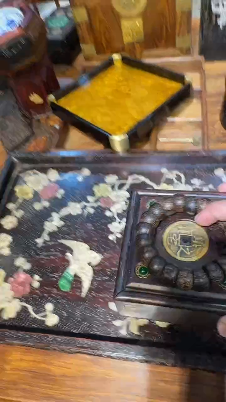 木香碗珠两件套邵氏紫檀木艺