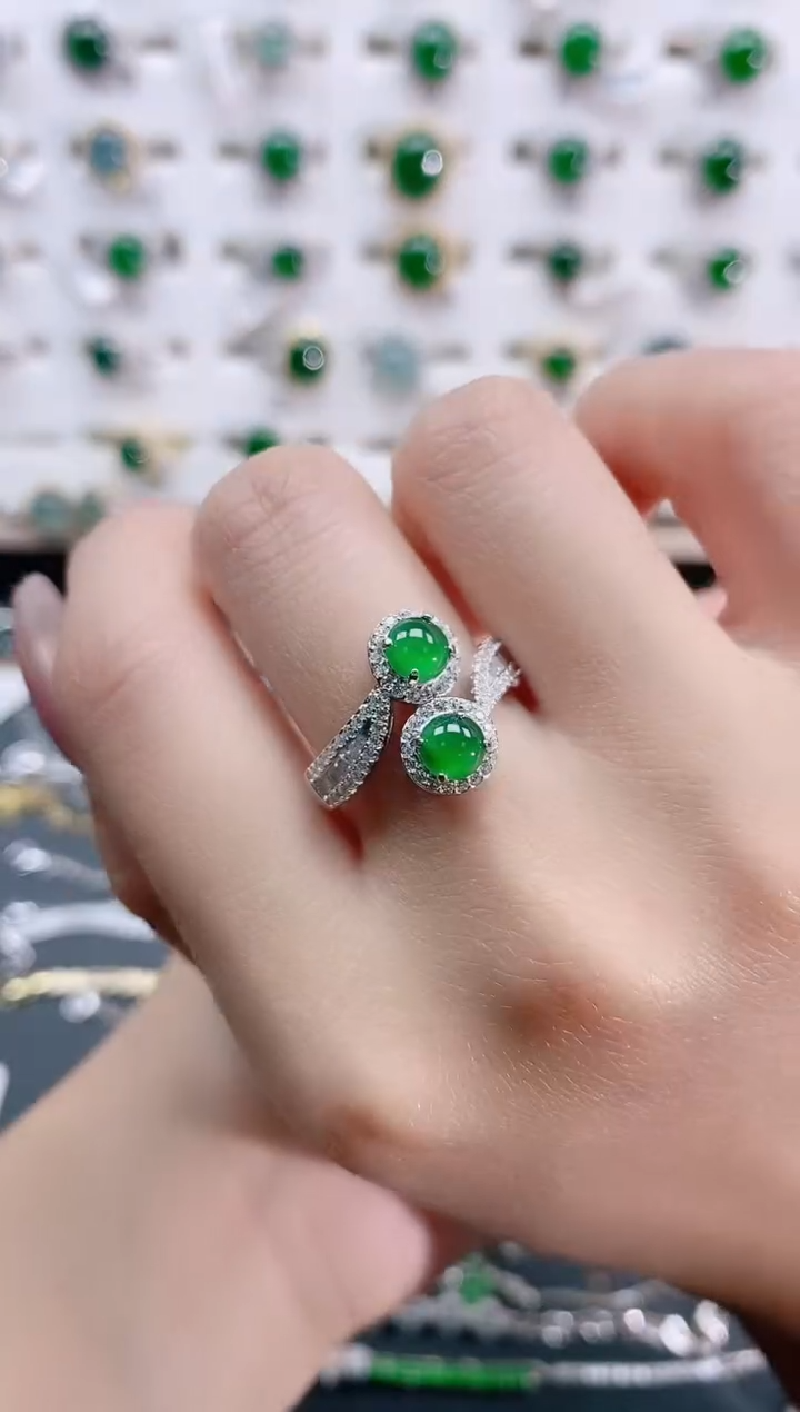 【闪购商品】翡翠戒指银S925镶嵌天然翡翠