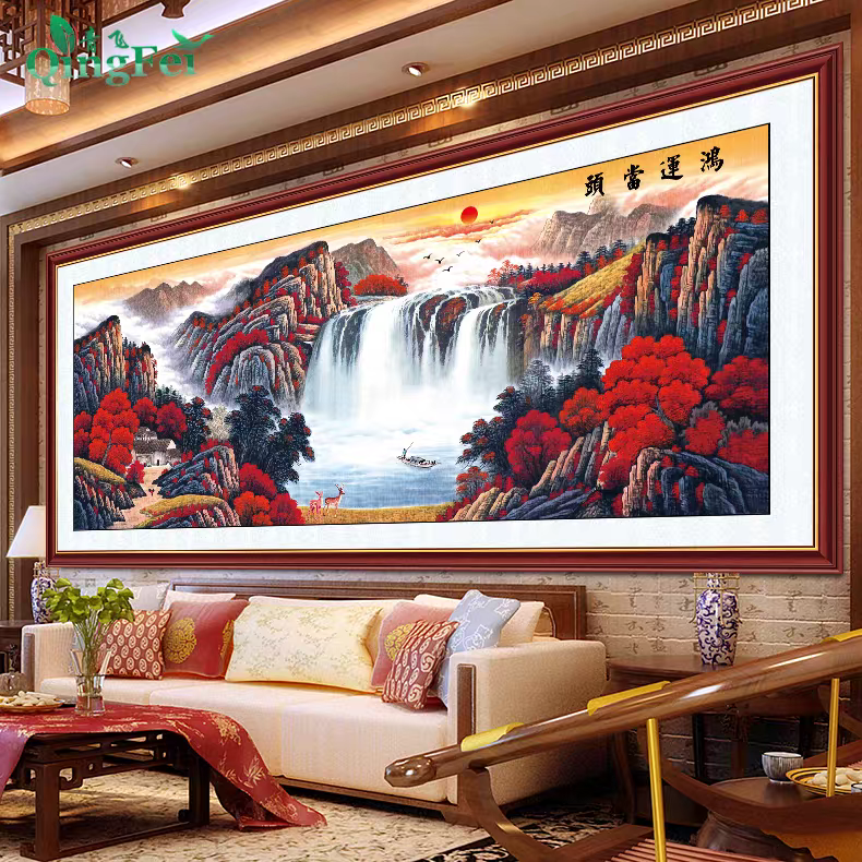 纯手工绣好的十字绣成品不带裱框鸿运当头客厅餐厅经典挂画