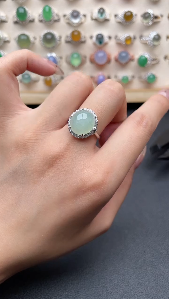 【闪购商品】翡翠戒指银S925镶嵌一物一证一礼盒