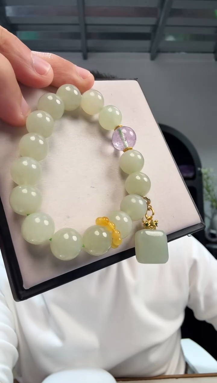 未镶嵌手链和田玉晶9049 约12mm