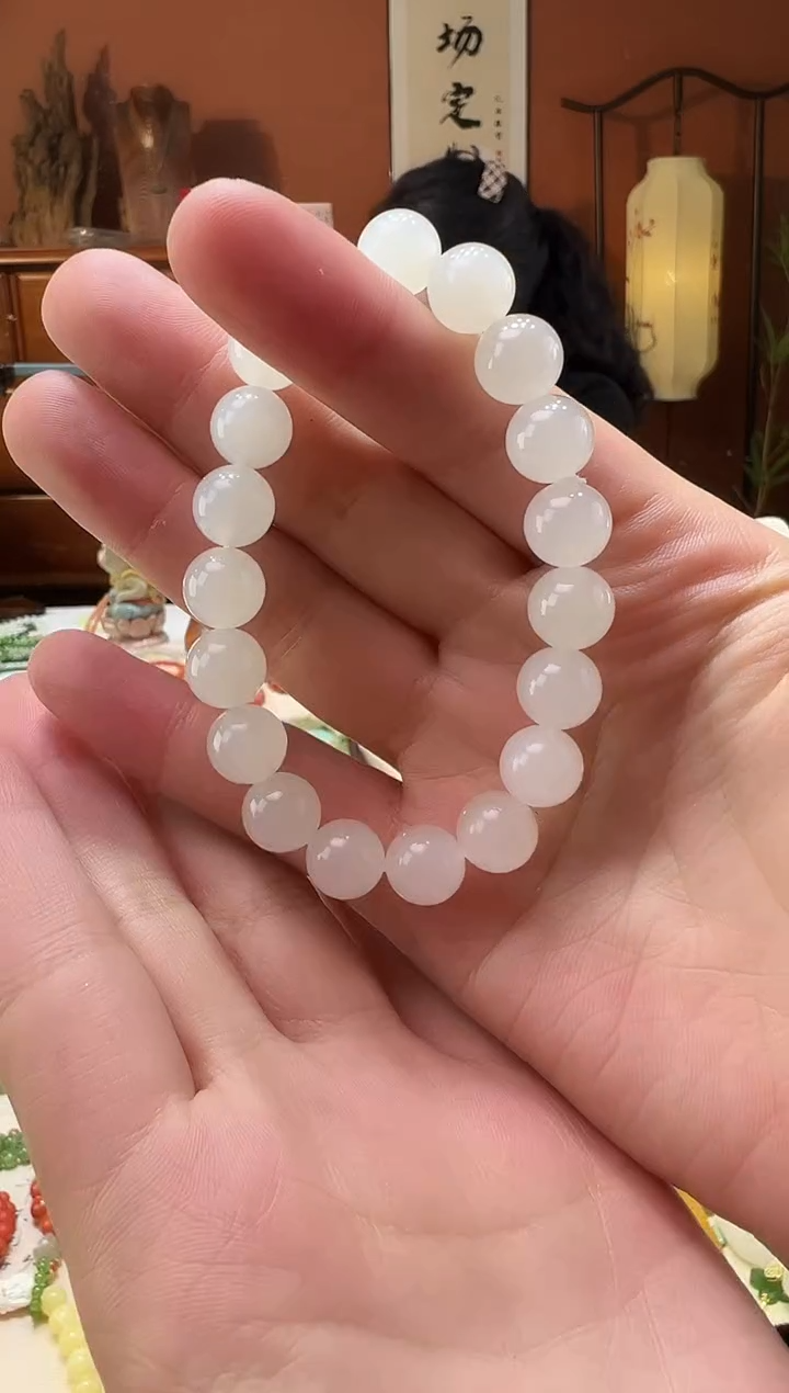 【闪购商品】和田玉手串未镶嵌白玉10mm