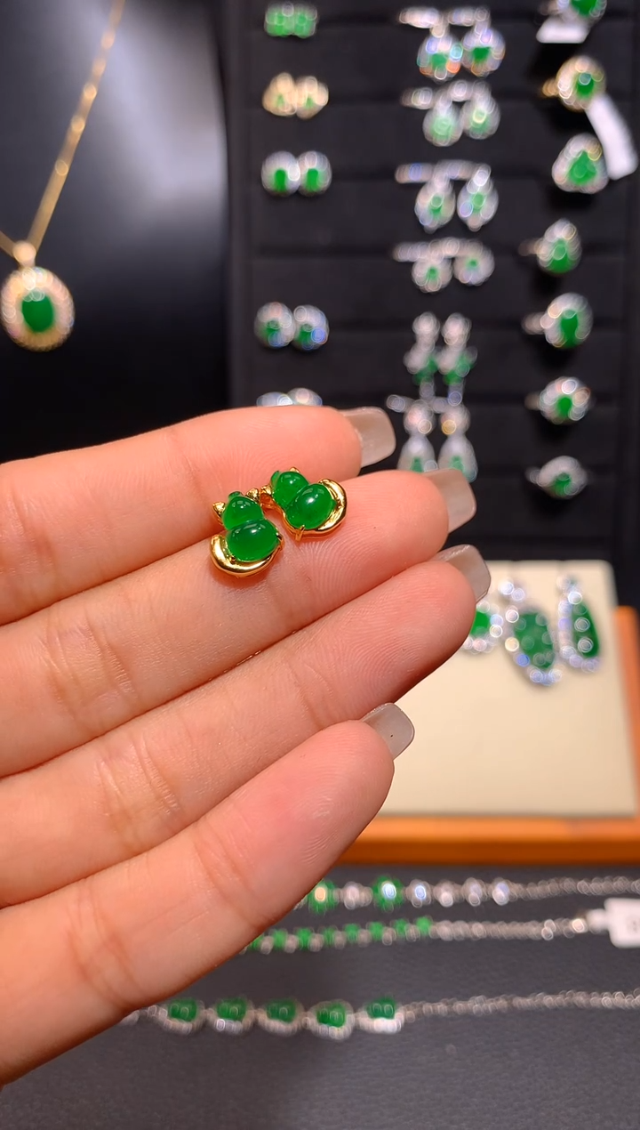 【闪购商品】翡翠耳饰银S925镶嵌多样性