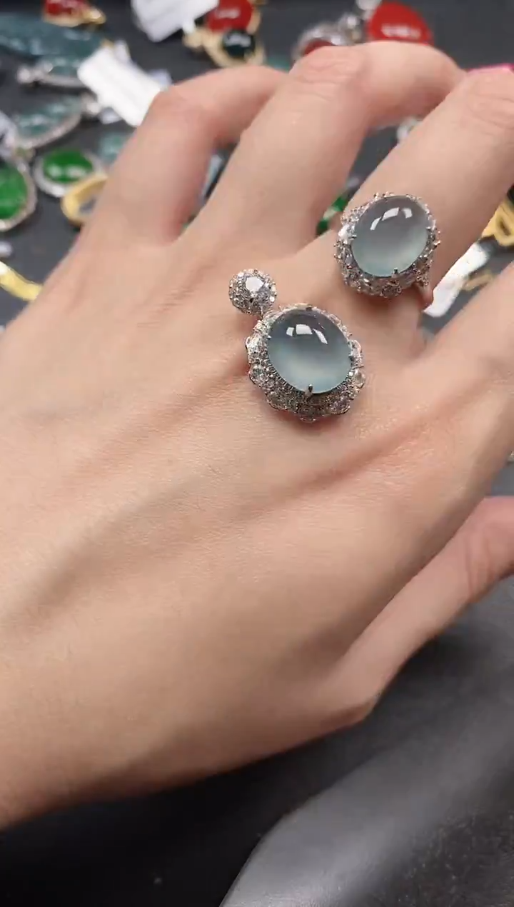 银S925镶嵌戒指翡翠545441