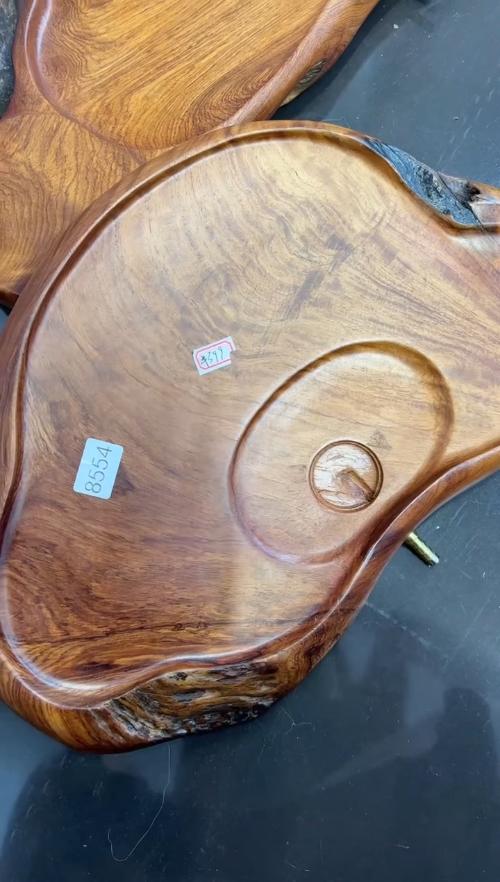 【闪购商品】大果紫檀（缅甸花梨）茶盘8554
