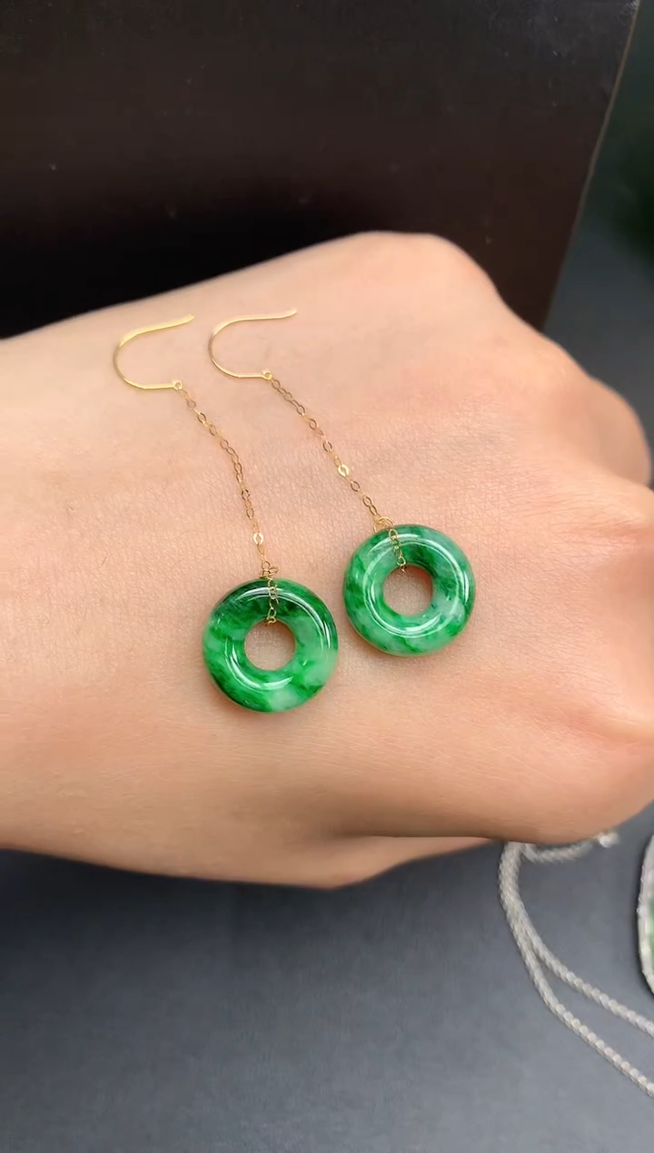 【闪购商品】翡翠颈饰18K金镶嵌耳钩1399