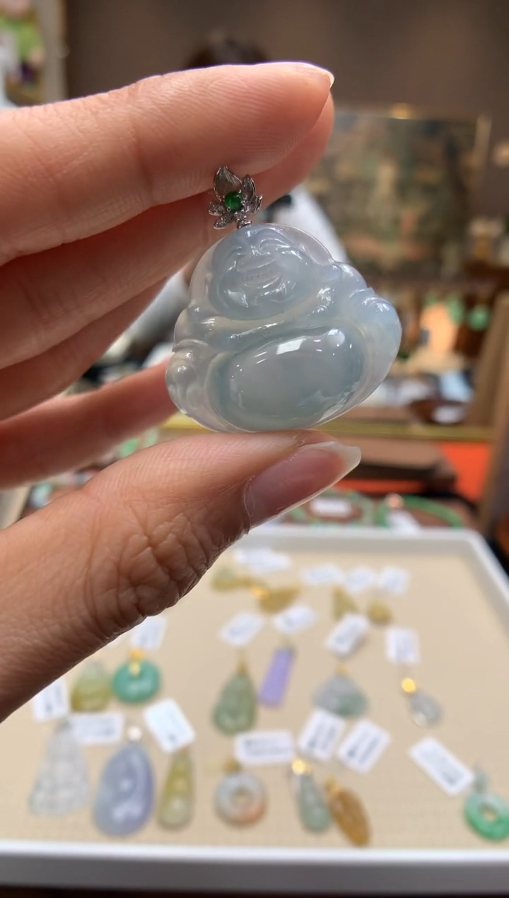 【闪购商品】翡翠颈饰18K金镶嵌佛公