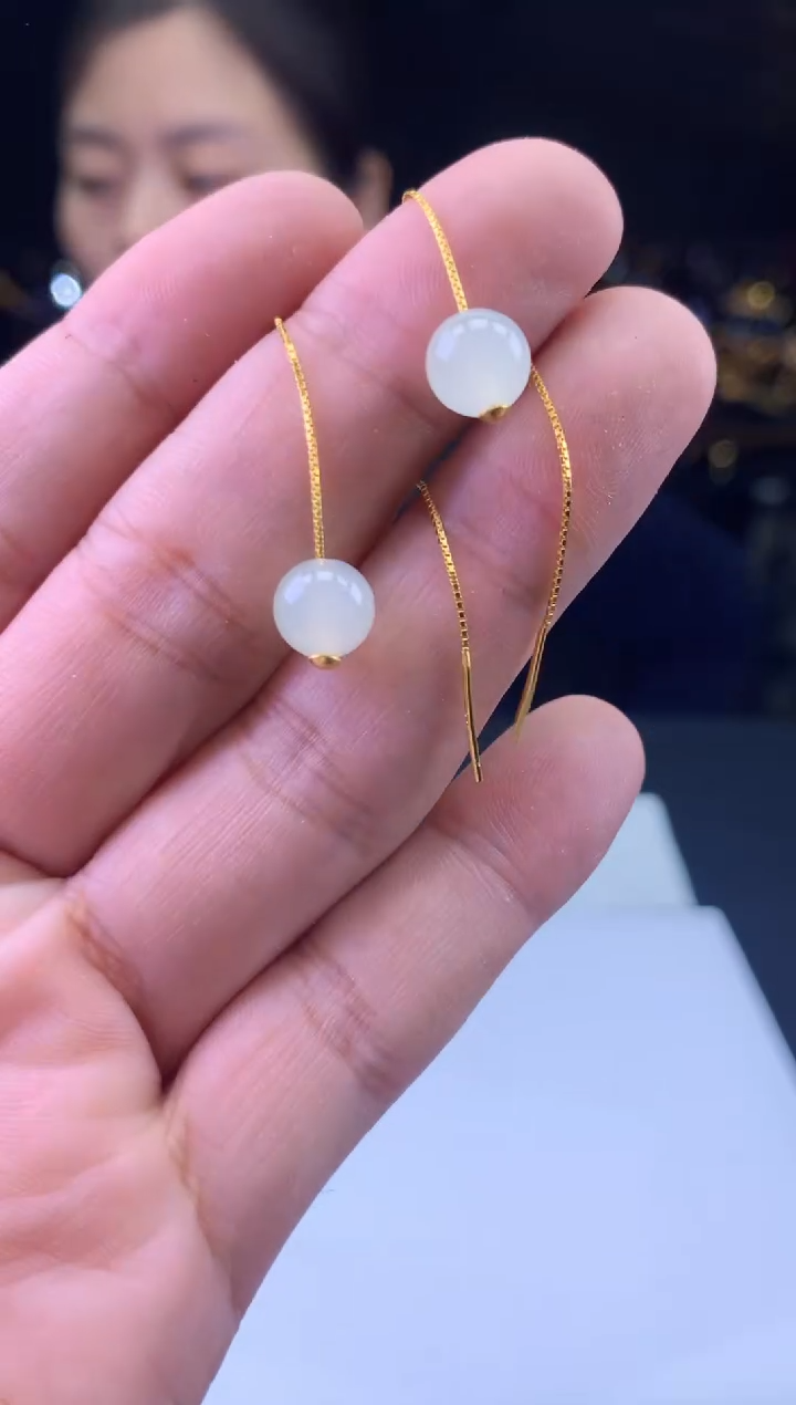 未镶嵌和田玉耳饰-100428