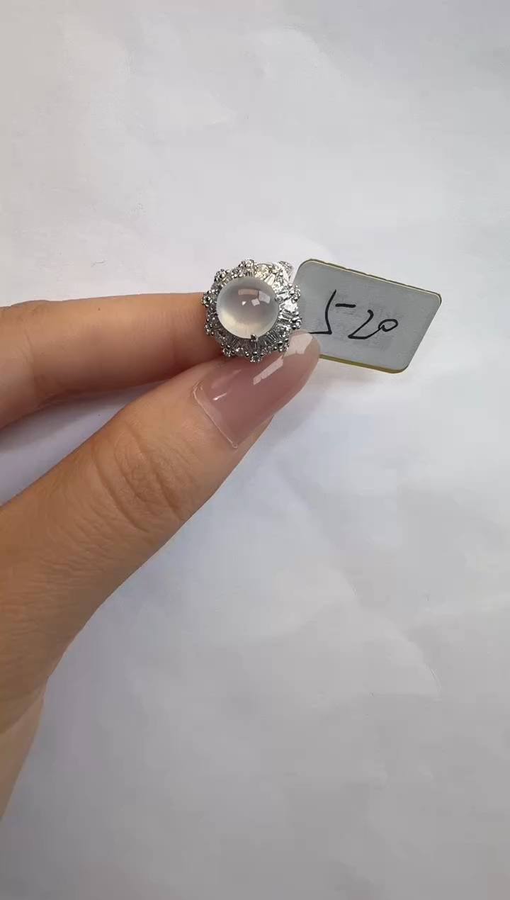 银S925镶嵌戒指翡翠通体925银镶缅甸A货翡翠戒指243