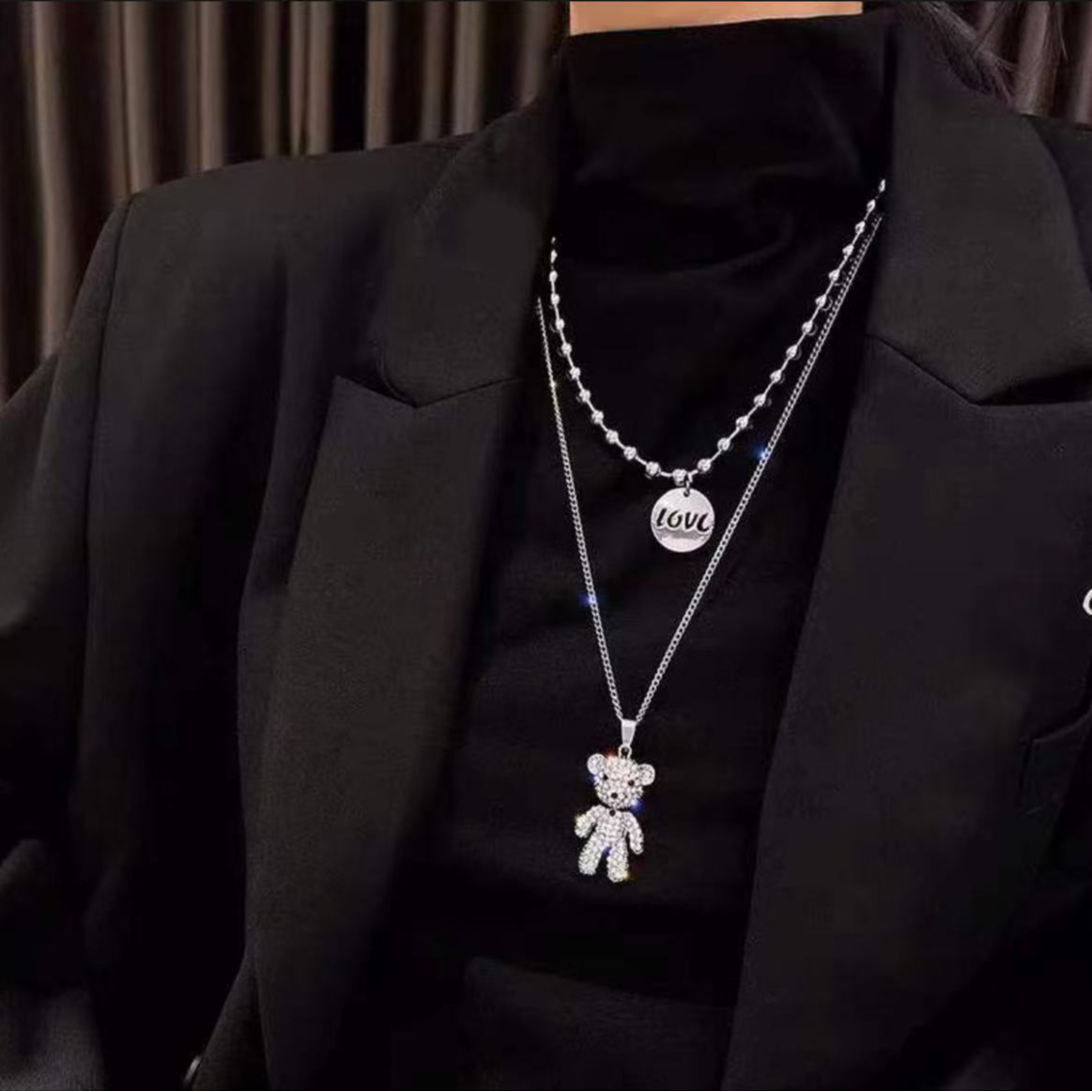 格姐家~百搭时尚小熊毛衣链1121