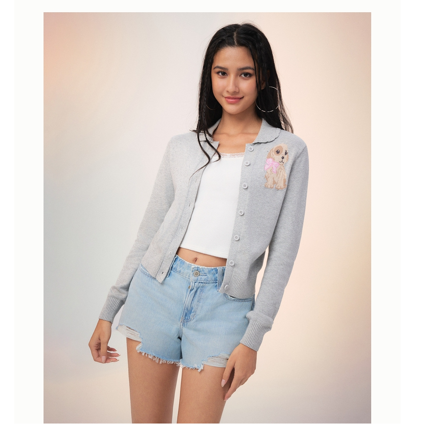 Hollister25秋冬甜美费尔岛外搭针织开衫外套女装350-5066