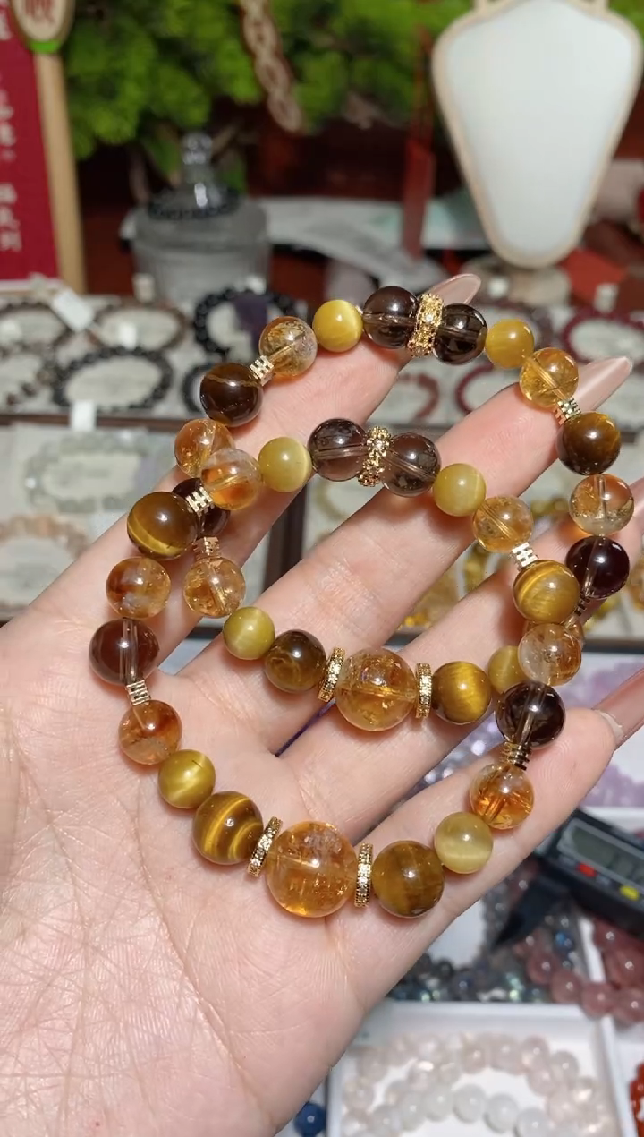 【闪购商品】水晶手串未镶嵌黄塔晶搭配虎眼石