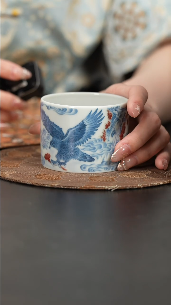 【闪购商品】杯屹朴堂釉里红大展宏图直口杯