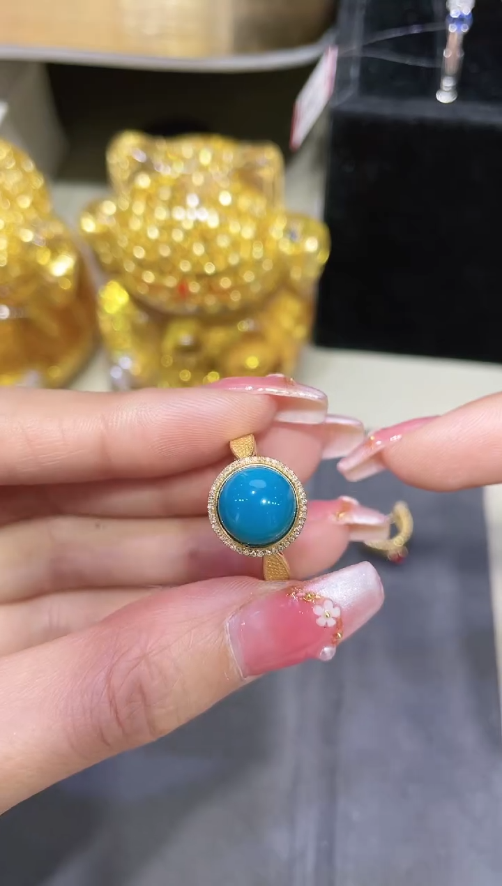 18K金镶嵌绿松石戒指