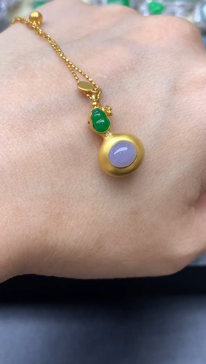 颈饰18K金镶嵌翡翠453-中国好珍宝