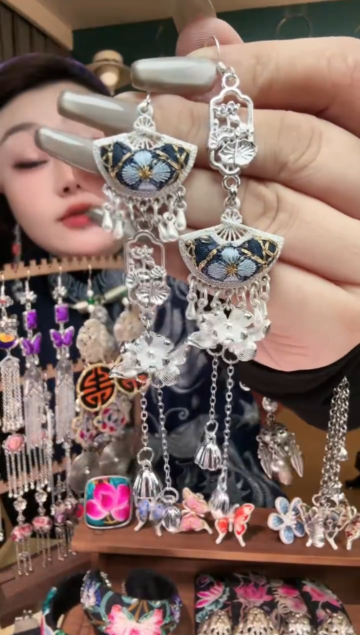 刺绣纯手工民族风刺绣耳环