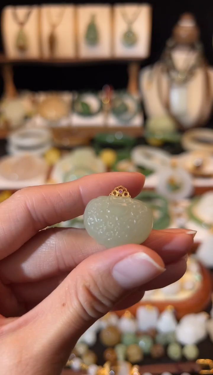 和田玉18K金镶嵌挂件福利
