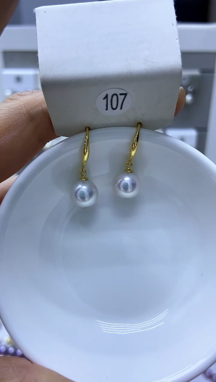 银S925镶嵌淡水珍珠耳饰107