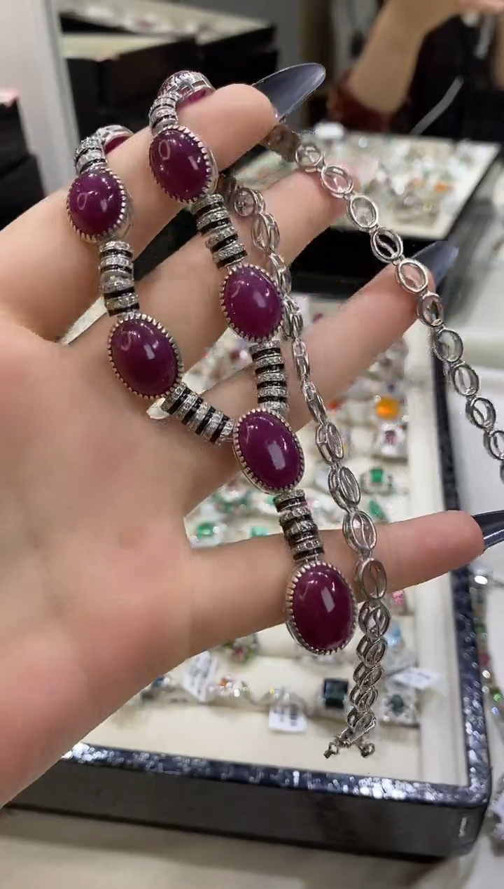 银S925镶嵌项链定制红宝石楚楚珠宝中古甄选不退换