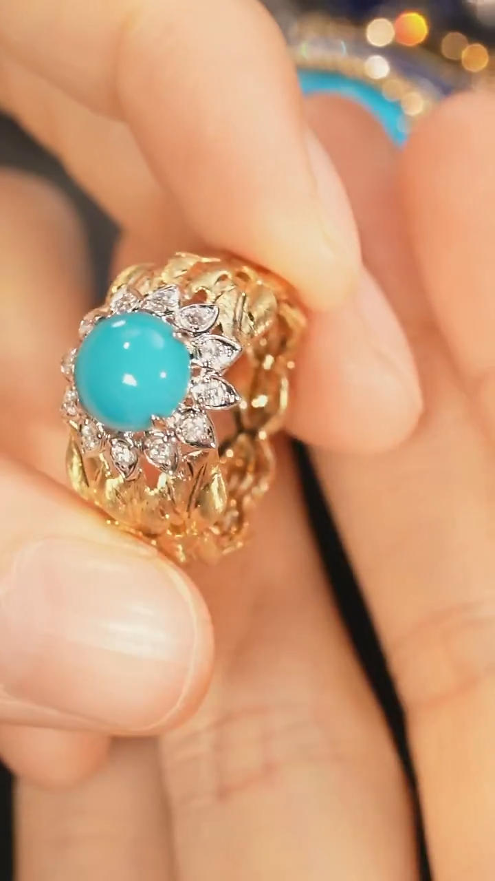 18K金镶嵌绿松石戒指1