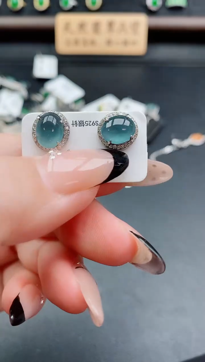 银S925镶嵌戒指翡翠1