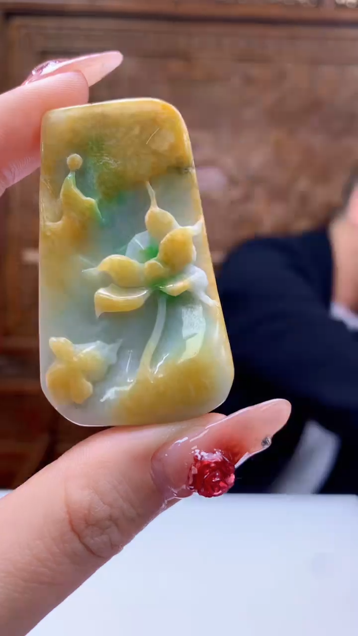 【闪购商品】定制翡翠未镶嵌1072ry-毛货挂件14