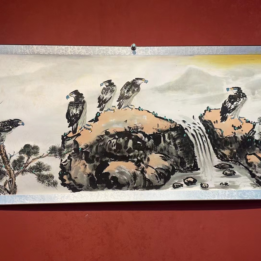 徐艮娣作品 五鹰图 六尺.