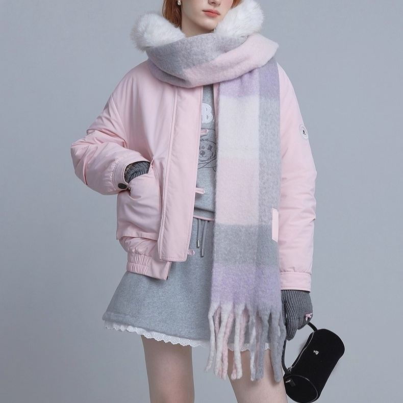 TeenieWeenie小熊女装棉服25年冬新款毛领连帽外套 TTJP254CC2B