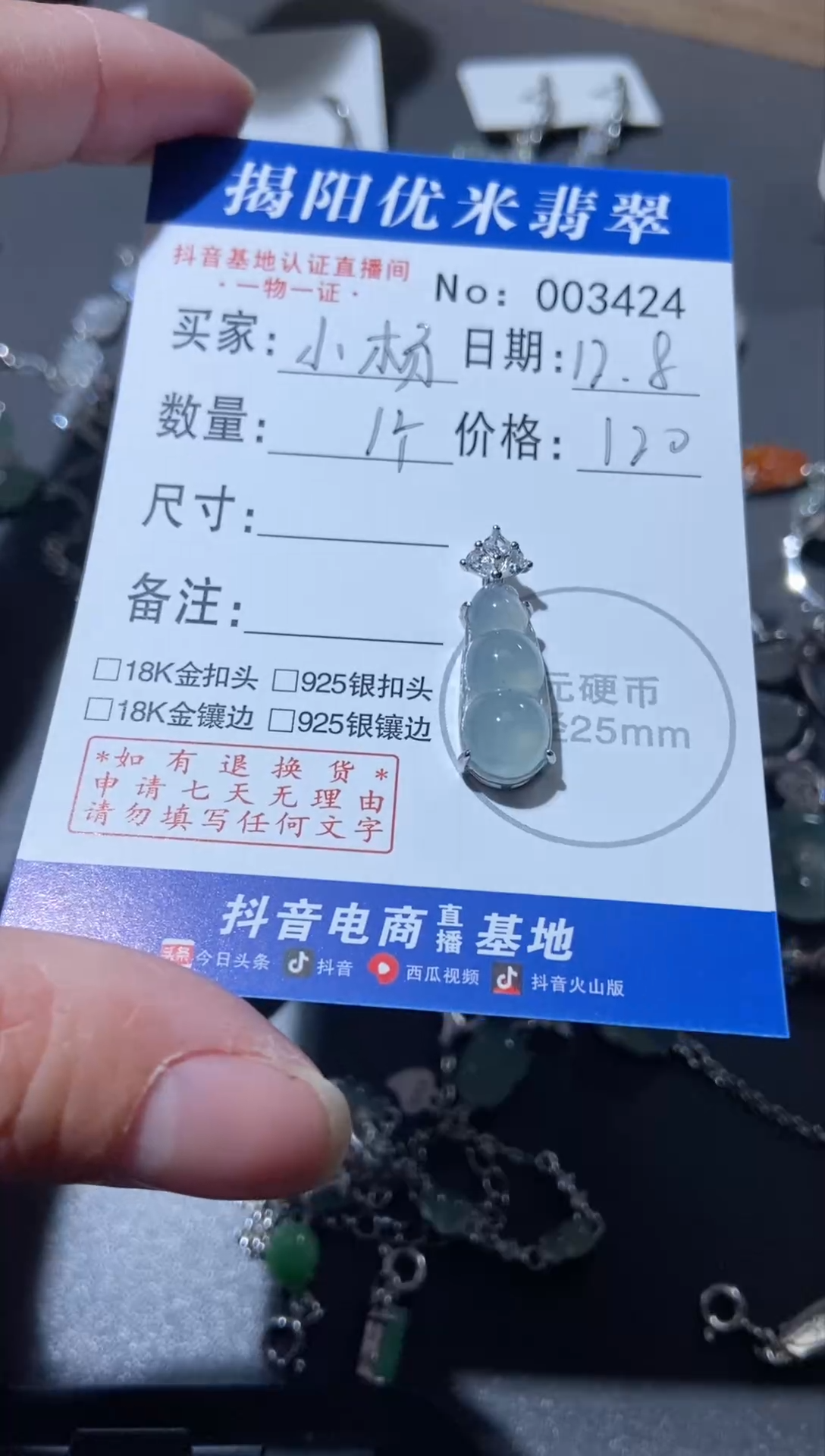 颈饰银S925镶嵌翡翠做****杨 银S925镶嵌