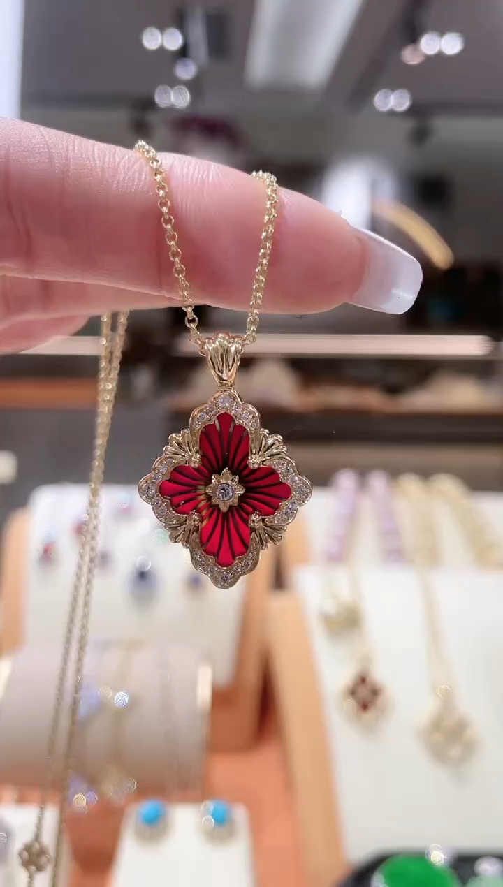 【闪购商品】钻石颈饰18K金镶嵌项链