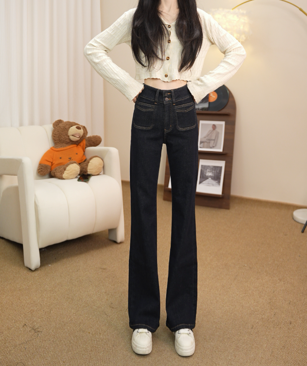 2025早秋新款复古微喇牛仔裤女高腰修身显瘦百搭小个子喇叭裤7035