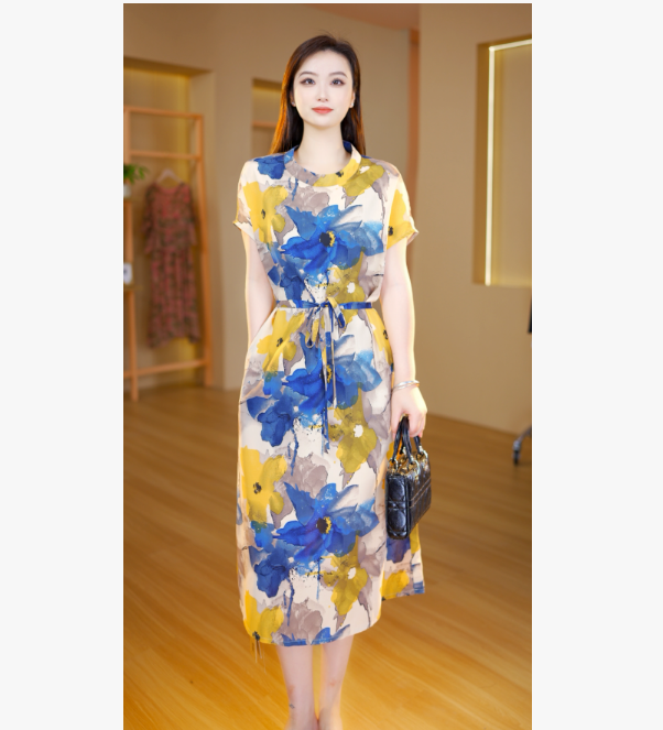 7780-35（浪漫油画）新款女士连衣裙