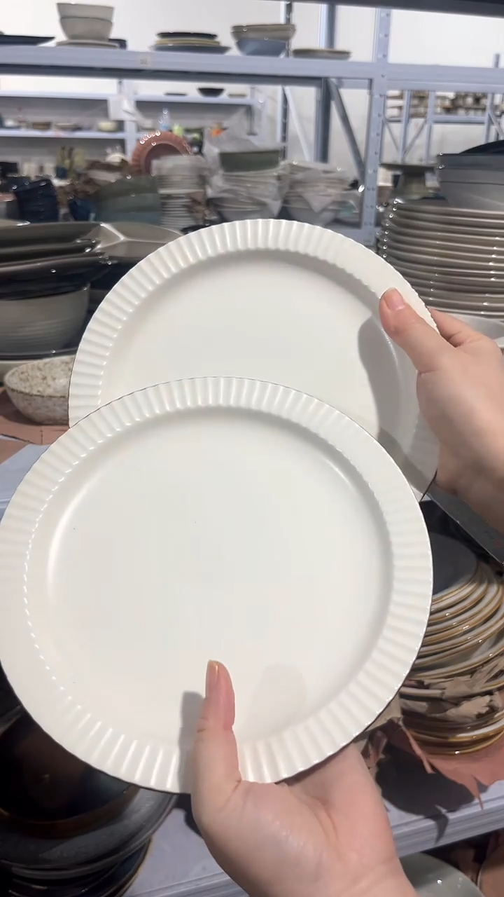 【闪购商品】瓷片外面尾货瑕疵满20包邮X2 咖边浅盘