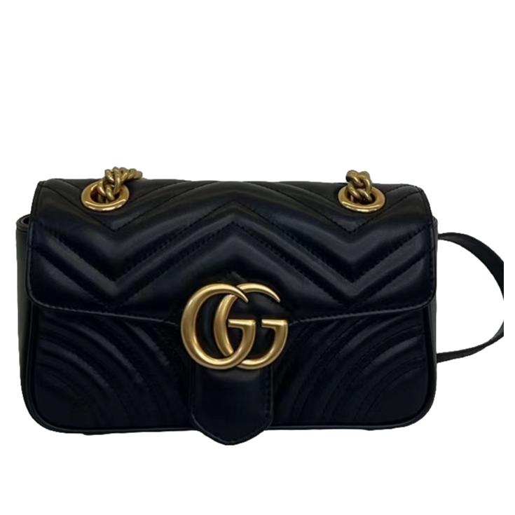 99新 GUCCI/古驰 灵灵子/古驰马蒙22黑金/白金/斜跨包