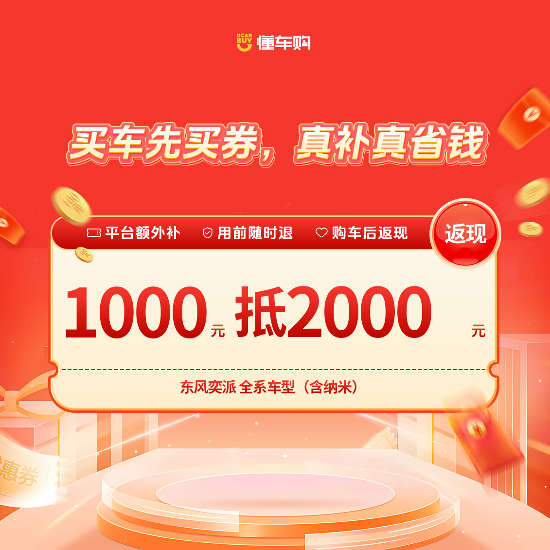 懂车帝【适配东风奕派&纳米】1000抵2000品牌专享券（家庭顾问专享）商品图
