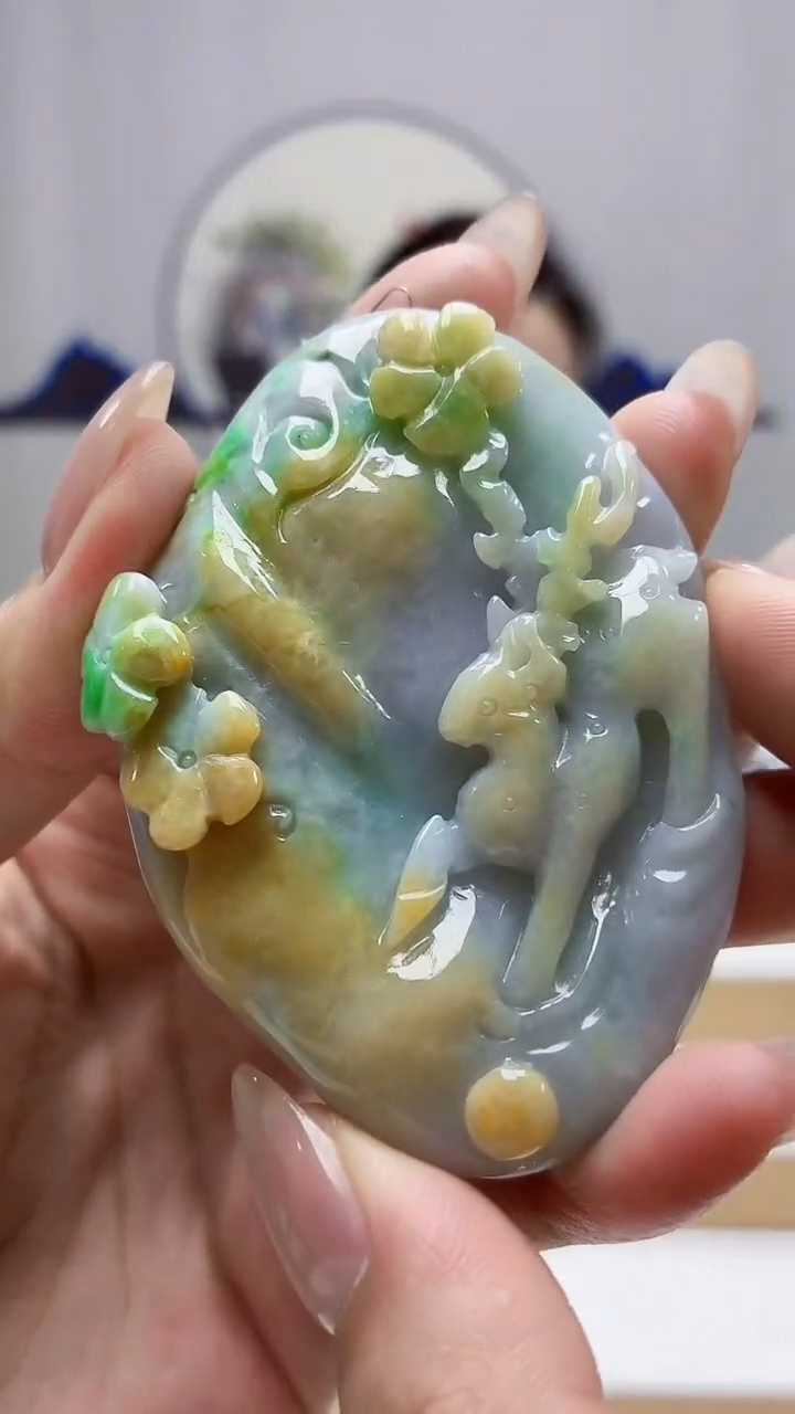 未镶嵌定制翡翠5160MM-毛货挂件9