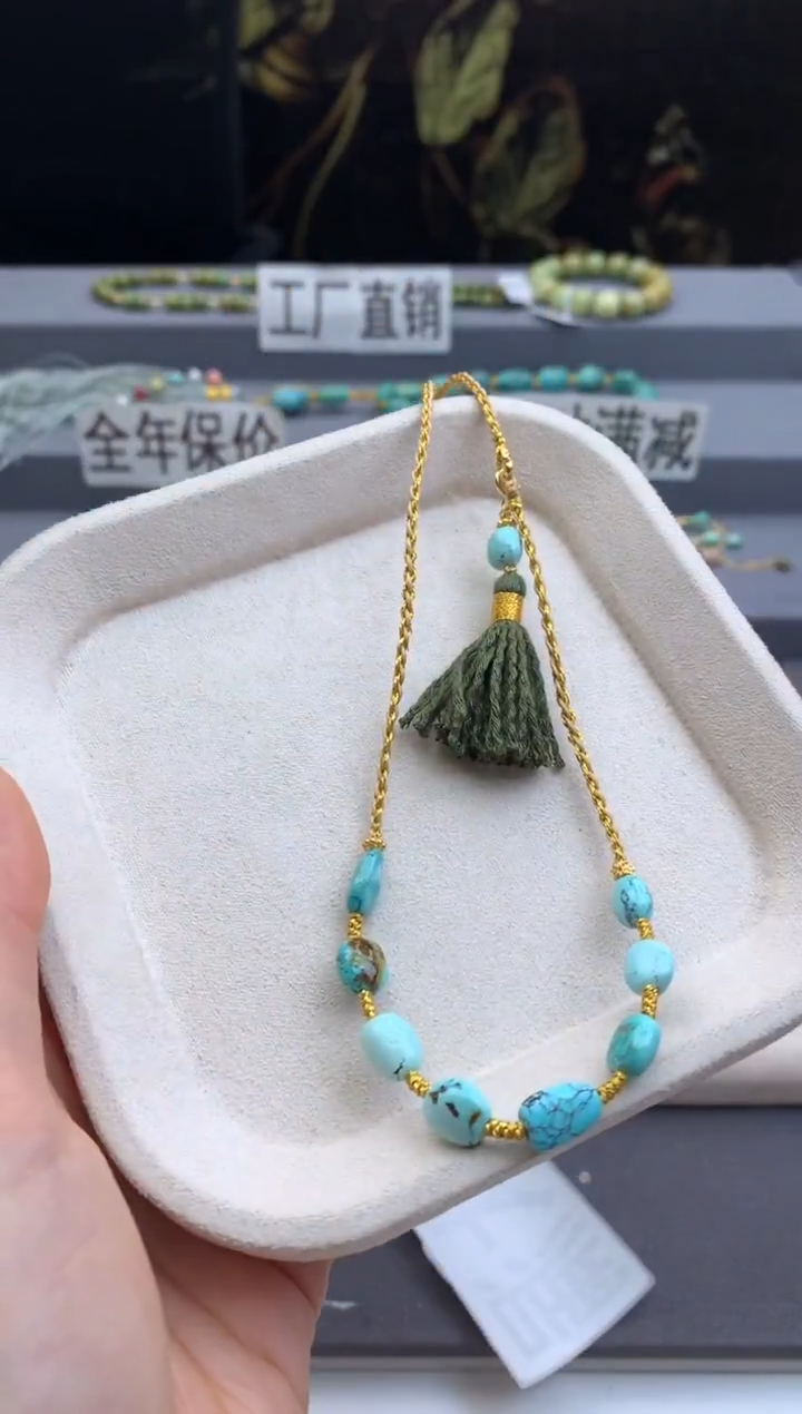 未镶嵌绿松石锁骨链茜.B66