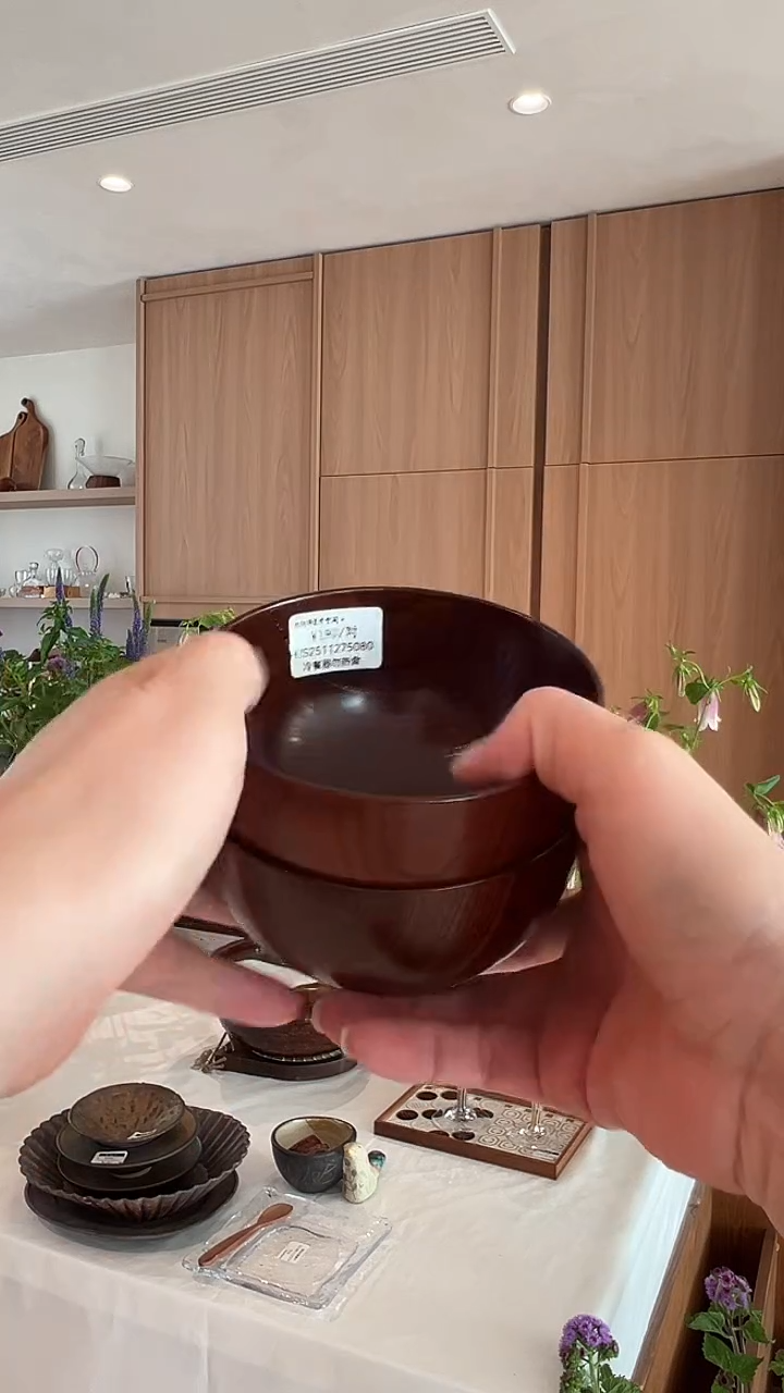 茶道摆件0000木碗一对5080