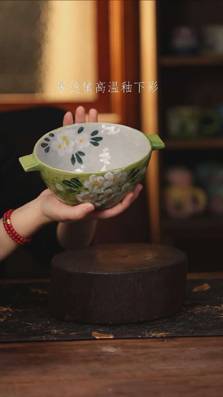 陶瓷景德镇高温釉下手绘陶瓷@L300@