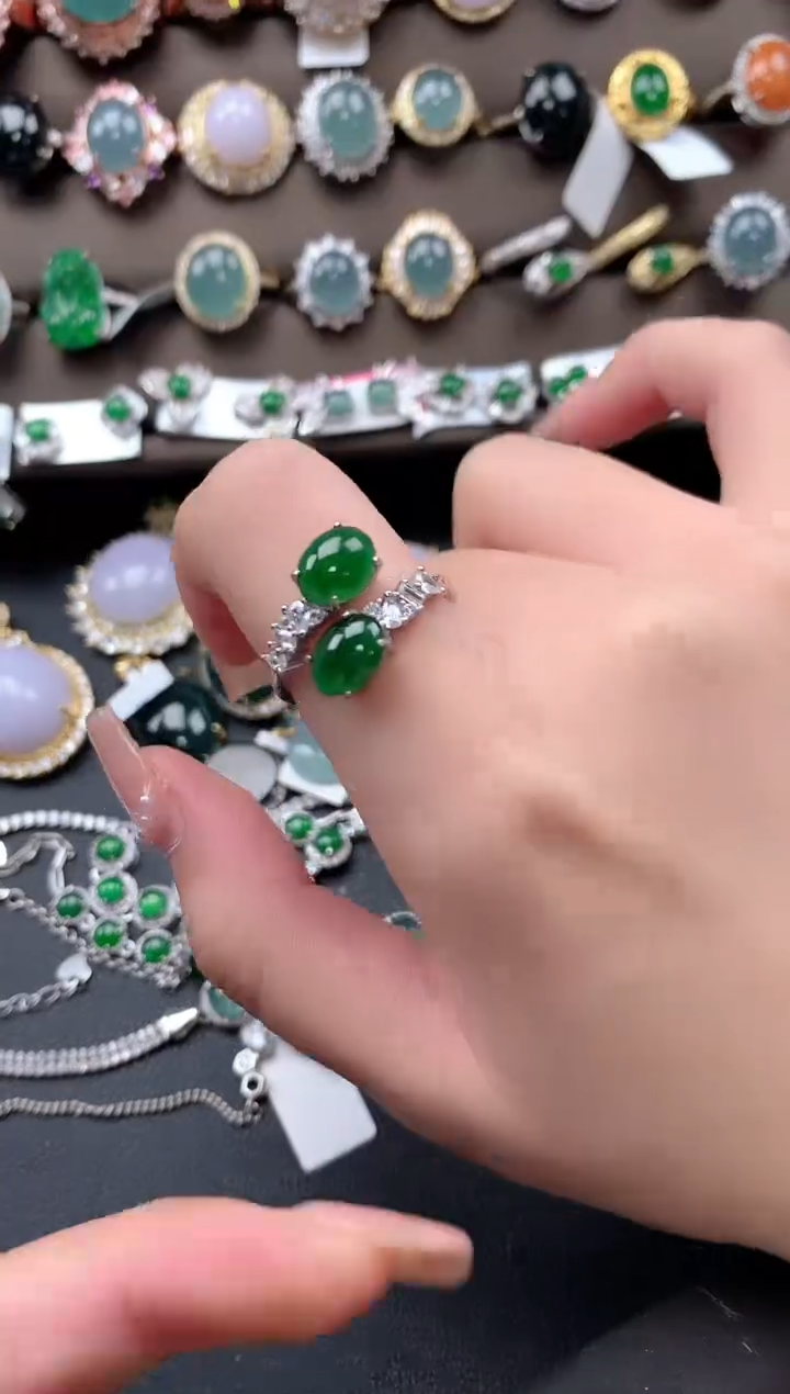 【闪购商品】翡翠戒指银S925镶嵌51241