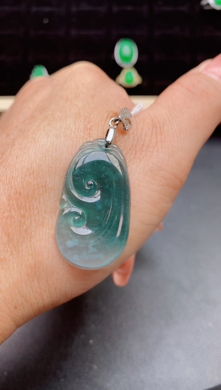 【闪购商品】翡翠吊坠(赠链)银S925镶嵌58500