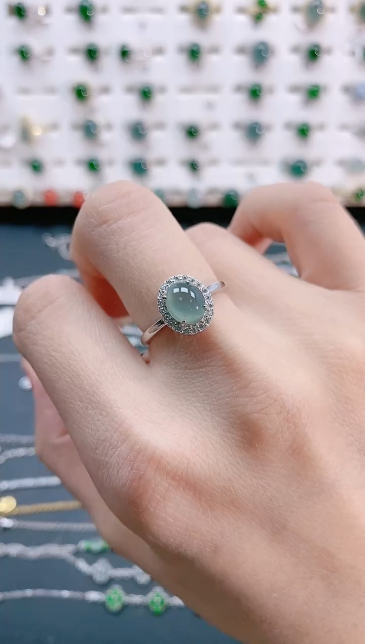 【闪购商品】翡翠戒指银S925镶嵌天然翡翠