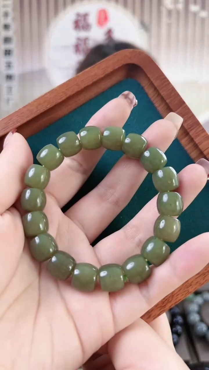 【闪购商品】和田玉手链未镶嵌和田玉若羌黄口齐切手串12